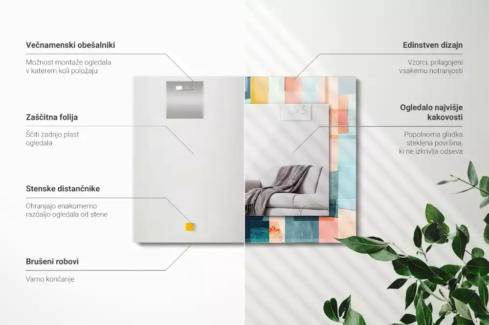 Lustro dekoracyjne w motywie kolorowych abstrakcyjnych prostokątów