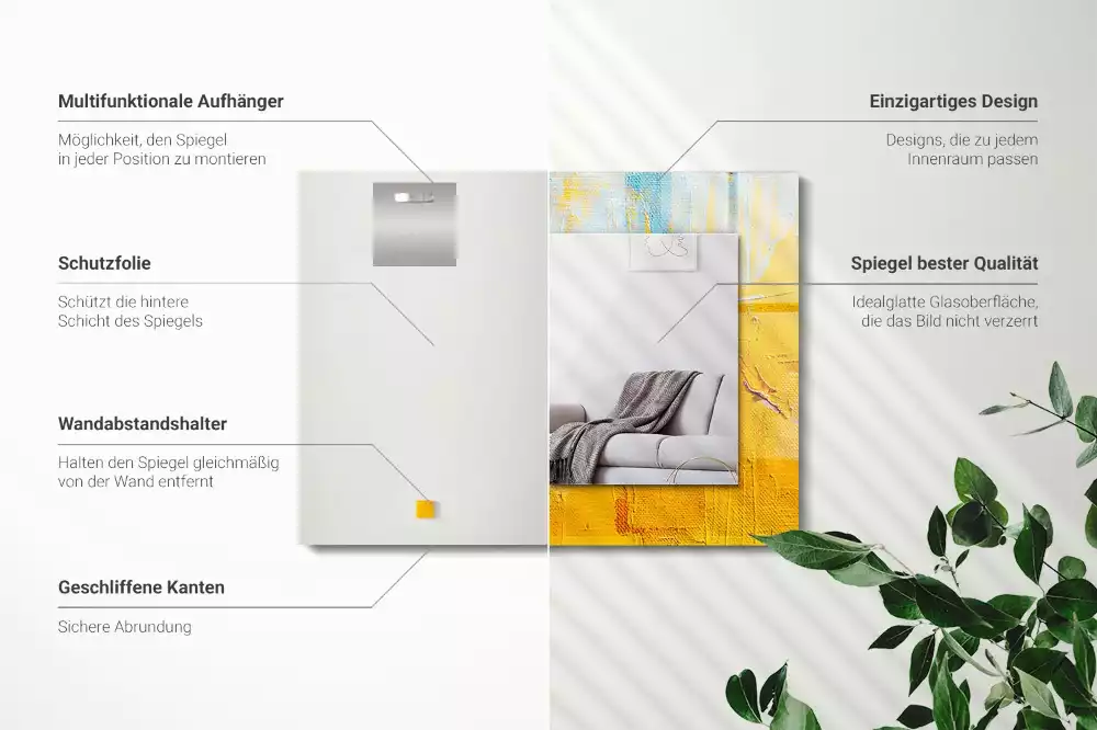 Lustro dekoracyjne z nadrukiem przedstawiającym abstrakcyjny obraz olejny