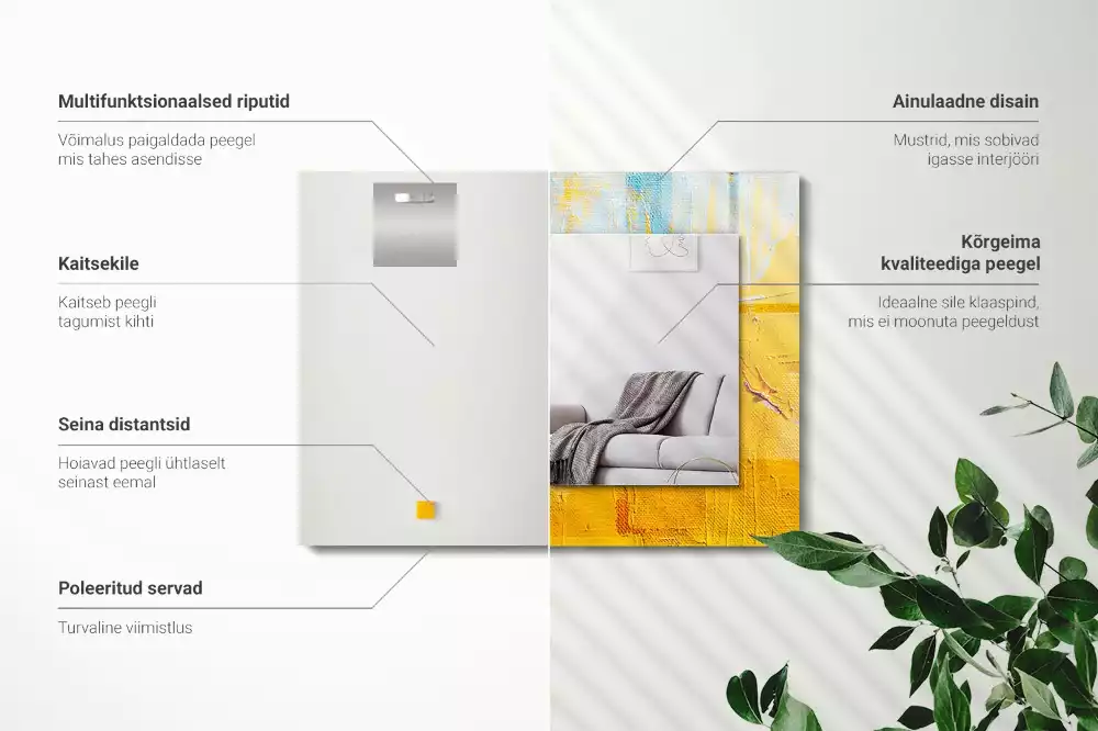 Lustro dekoracyjne z nadrukiem przedstawiającym abstrakcyjny obraz olejny