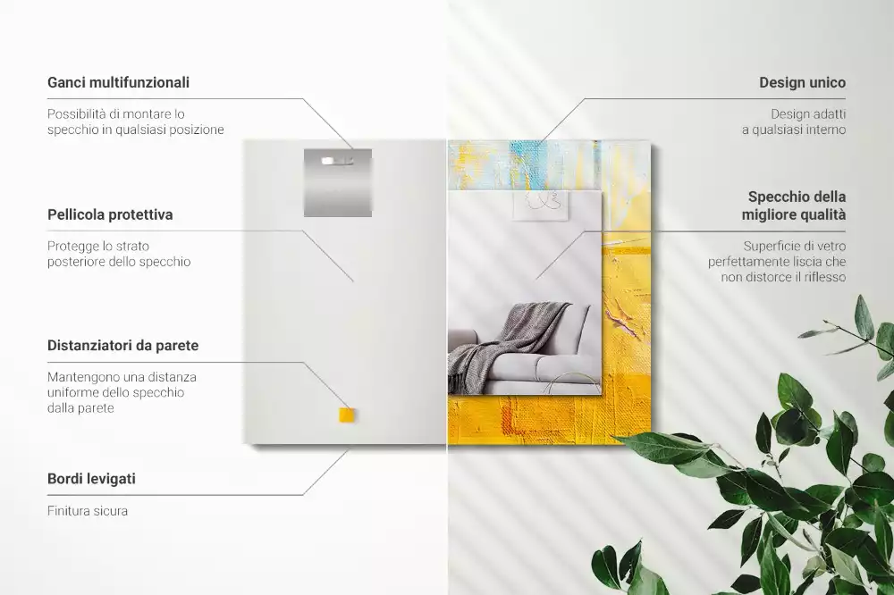 Lustro dekoracyjne z nadrukiem przedstawiającym abstrakcyjny obraz olejny