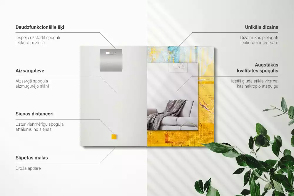 Lustro dekoracyjne z nadrukiem przedstawiającym abstrakcyjny obraz olejny