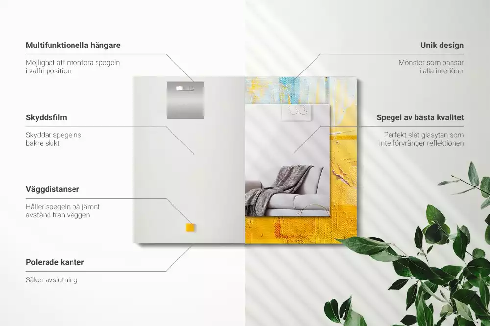 Lustro dekoracyjne z nadrukiem przedstawiającym abstrakcyjny obraz olejny