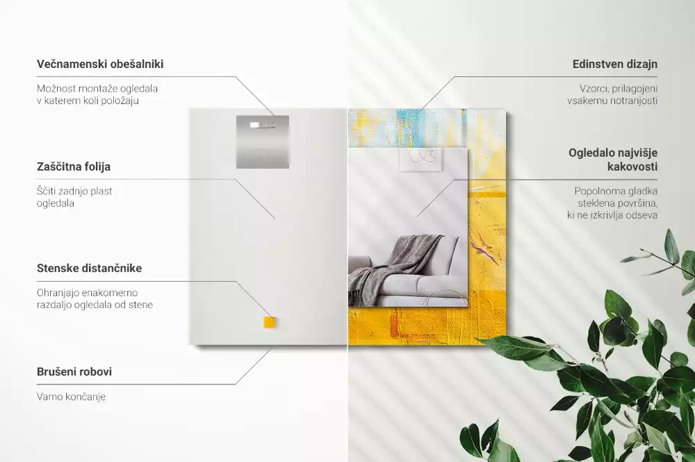 Lustro dekoracyjne z nadrukiem przedstawiającym abstrakcyjny obraz olejny