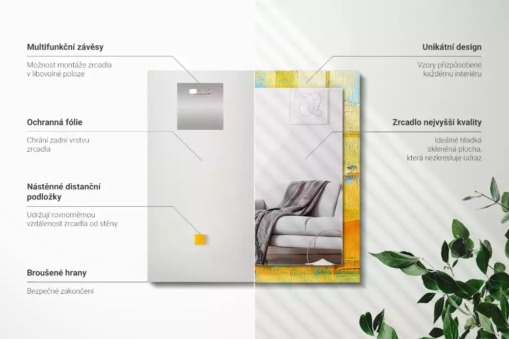 Lustro dekoracyjne z motywem abstrakcyjnego obrazu olejnego