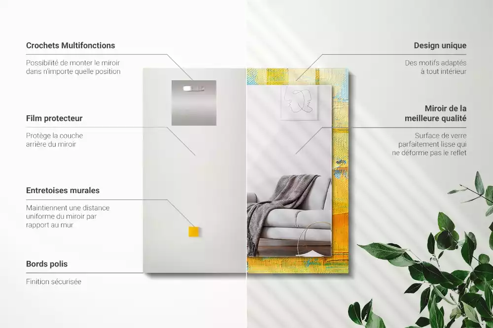 Lustro dekoracyjne z motywem abstrakcyjnego obrazu olejnego