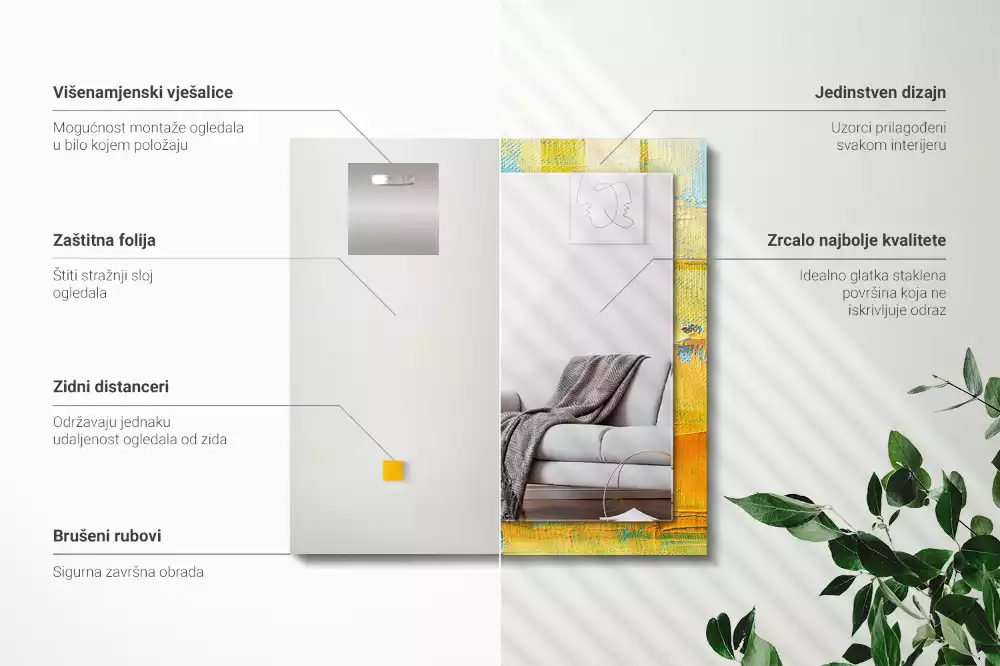 Lustro dekoracyjne z motywem abstrakcyjnego obrazu olejnego