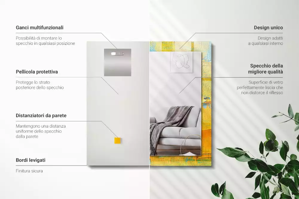 Lustro dekoracyjne z motywem abstrakcyjnego obrazu olejnego