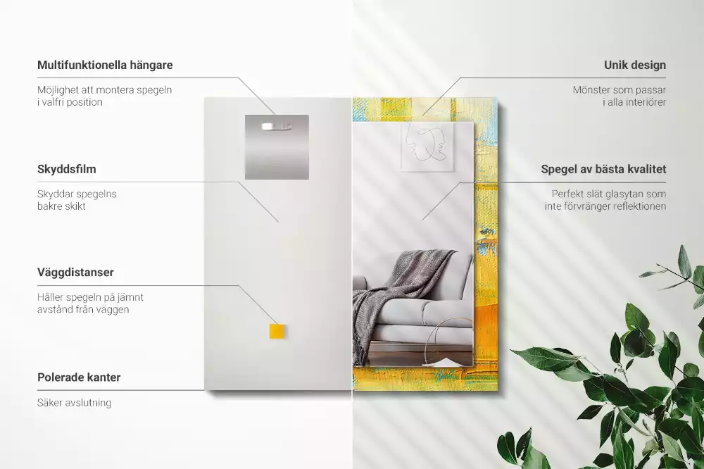 Lustro dekoracyjne z motywem abstrakcyjnego obrazu olejnego