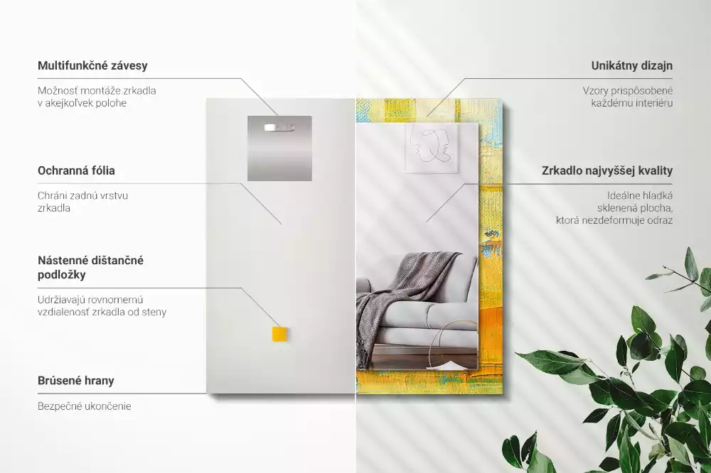 Lustro dekoracyjne z motywem abstrakcyjnego obrazu olejnego