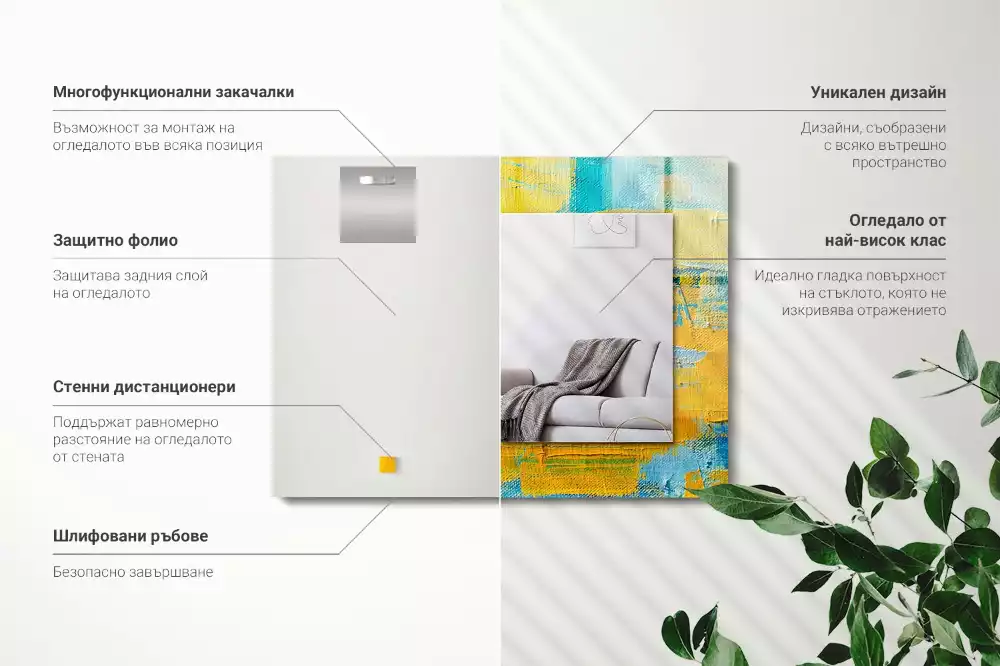 Lustro dekoracyjne z motywem abstrakcyjnego obrazu olejnego