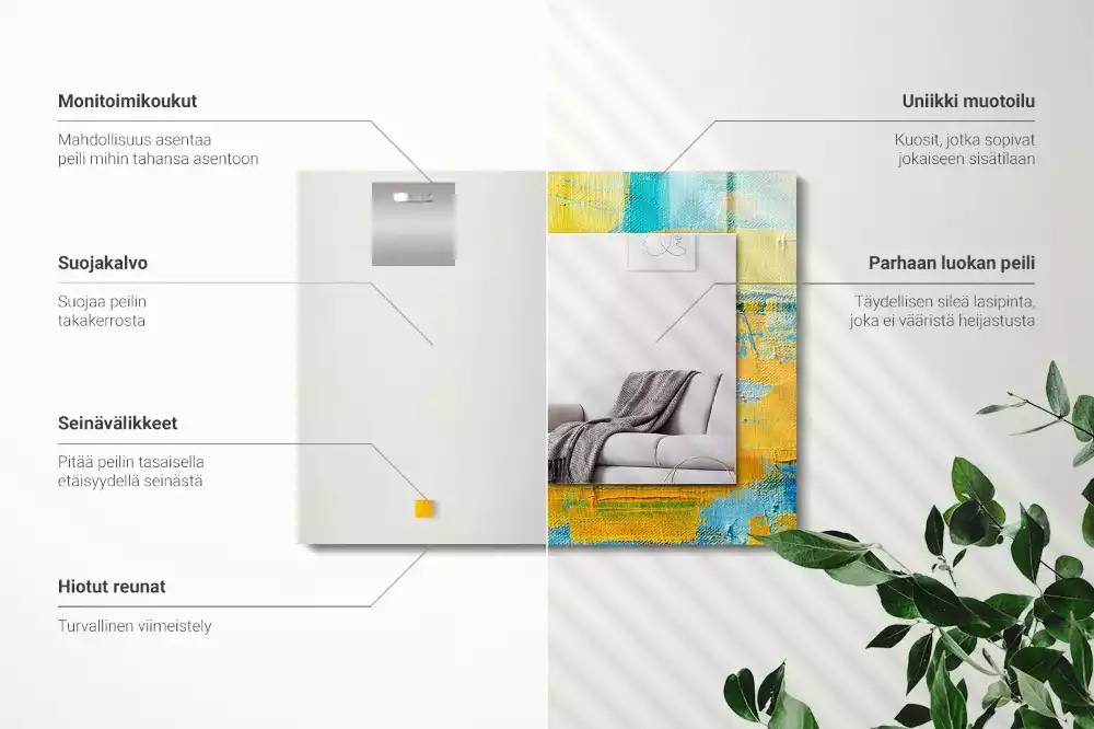 Lustro dekoracyjne z motywem abstrakcyjnego obrazu olejnego