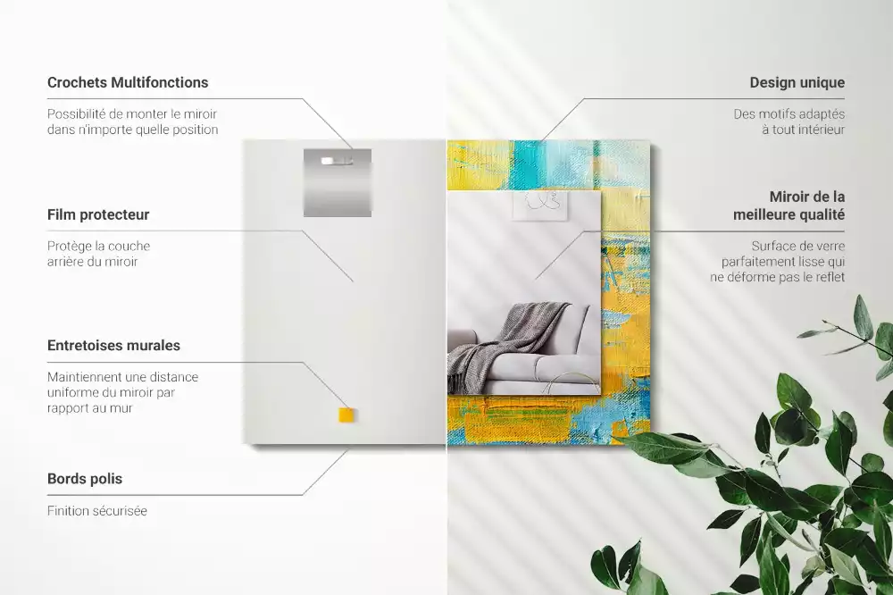 Lustro dekoracyjne z motywem abstrakcyjnego obrazu olejnego