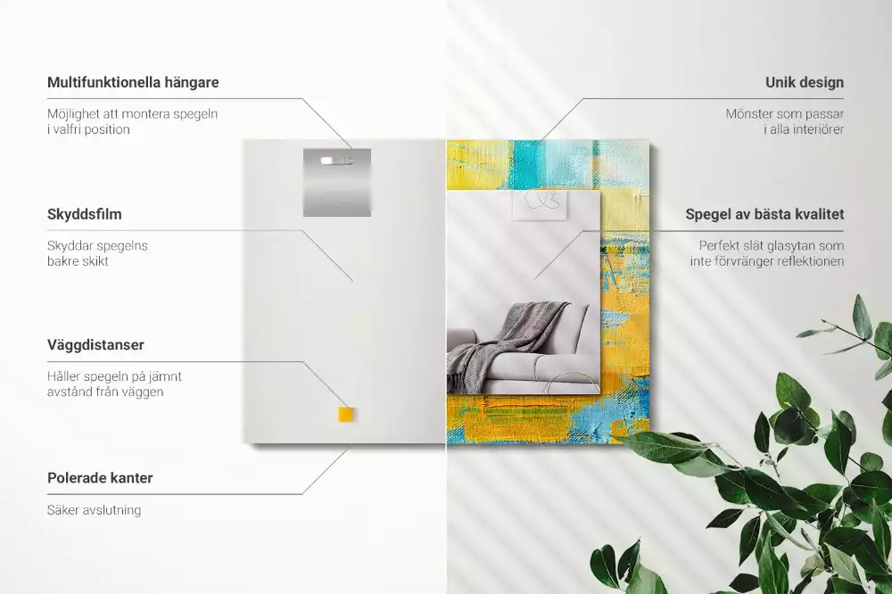 Lustro dekoracyjne z motywem abstrakcyjnego obrazu olejnego