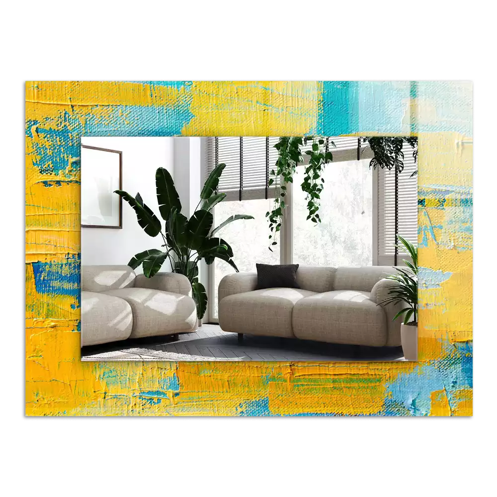 Lustro dekoracyjne z motywem abstrakcyjnego obrazu olejnego