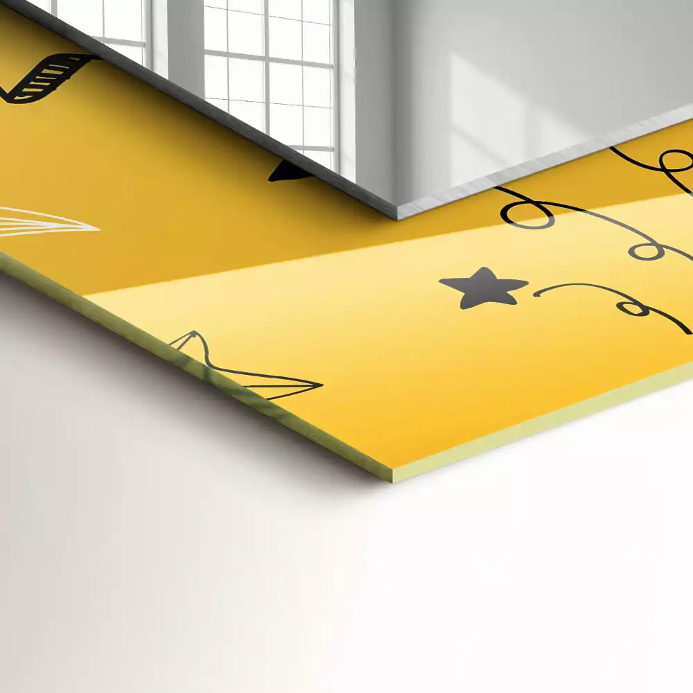 Lustro prostokątne z nadrukiem przedstawiającym rysunki różnych gwiazd