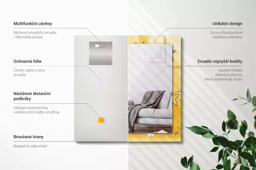 Lustro prostokątne z nadrukiem przedstawiającym rysunki różnych gwiazd
