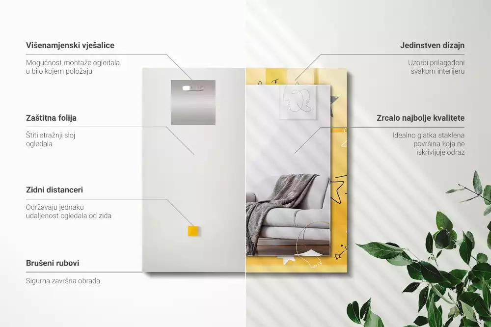 Lustro prostokątne z nadrukiem przedstawiającym rysunki różnych gwiazd