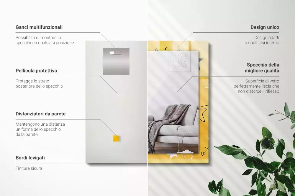 Lustro prostokątne z nadrukiem przedstawiającym rysunki różnych gwiazd