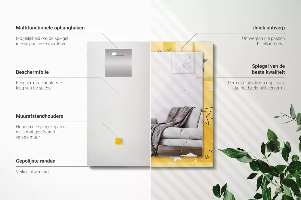 Lustro prostokątne z nadrukiem przedstawiającym rysunki różnych gwiazd