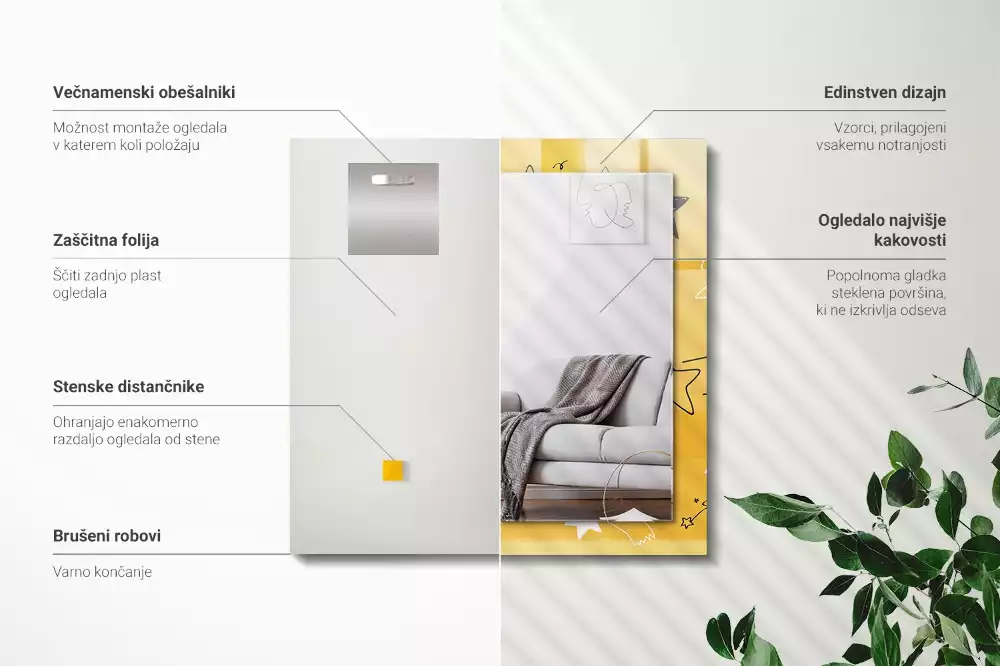 Lustro prostokątne z nadrukiem przedstawiającym rysunki różnych gwiazd