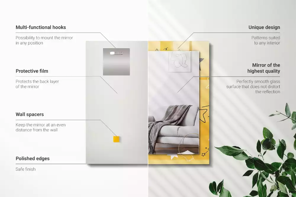 Lustro prostokątne z nadrukiem przedstawiającym rysunki różnych gwiazd