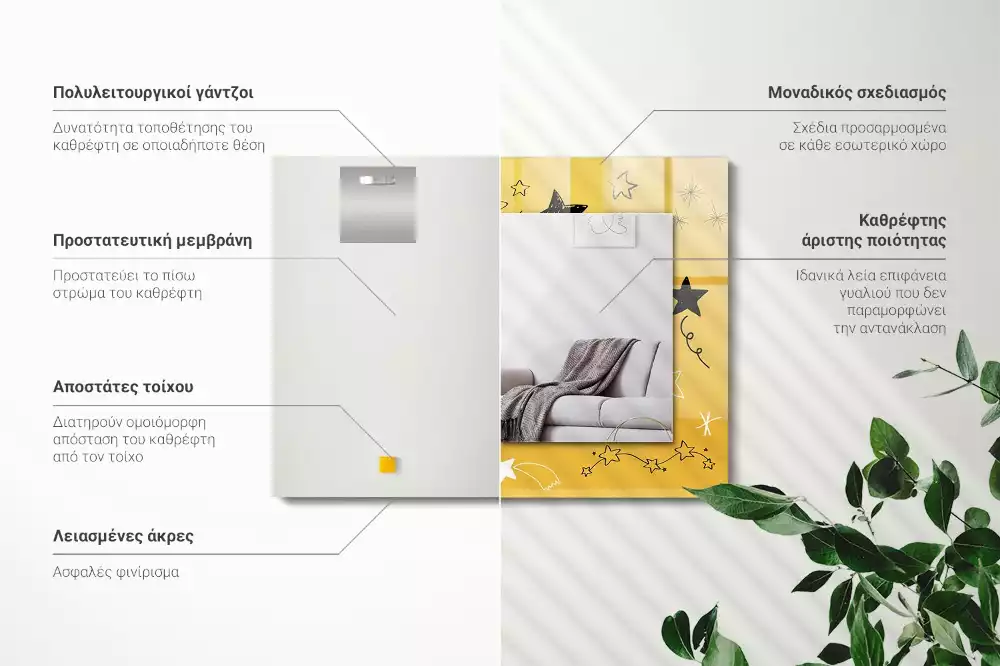Lustro prostokątne z nadrukiem przedstawiającym rysunki różnych gwiazd