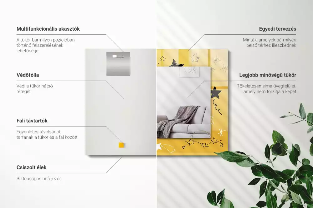 Lustro prostokątne z nadrukiem przedstawiającym rysunki różnych gwiazd