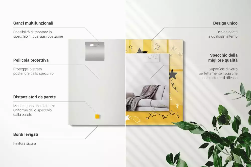 Lustro prostokątne z nadrukiem przedstawiającym rysunki różnych gwiazd