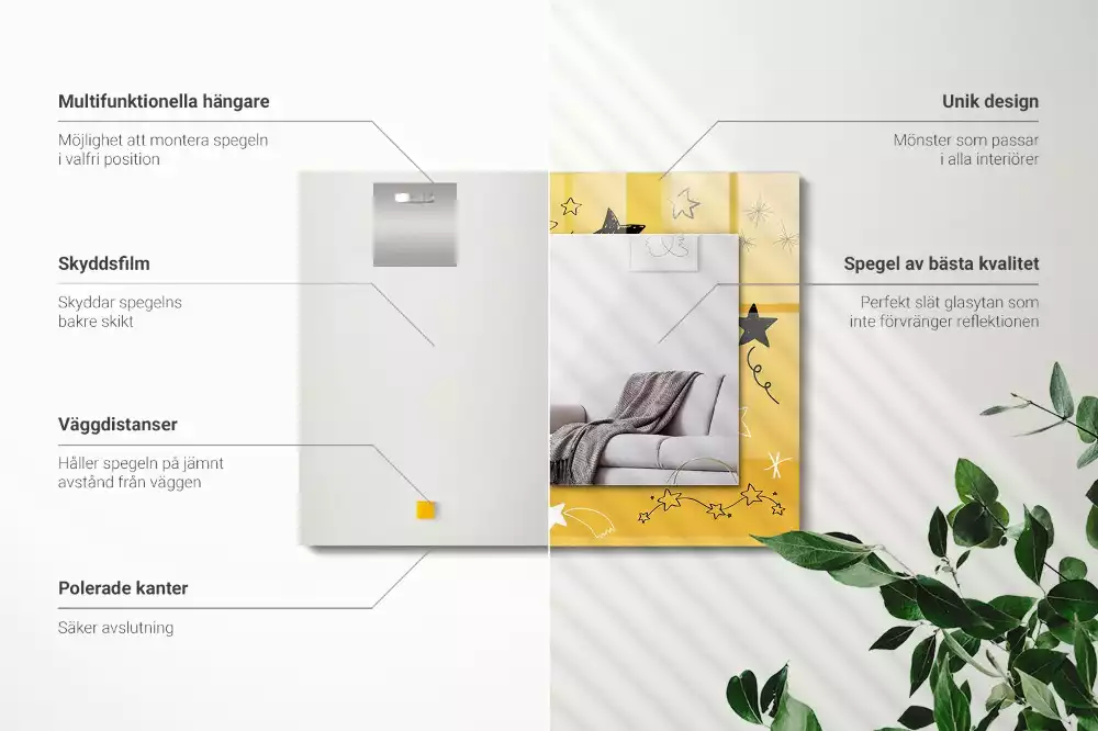 Lustro prostokątne z nadrukiem przedstawiającym rysunki różnych gwiazd