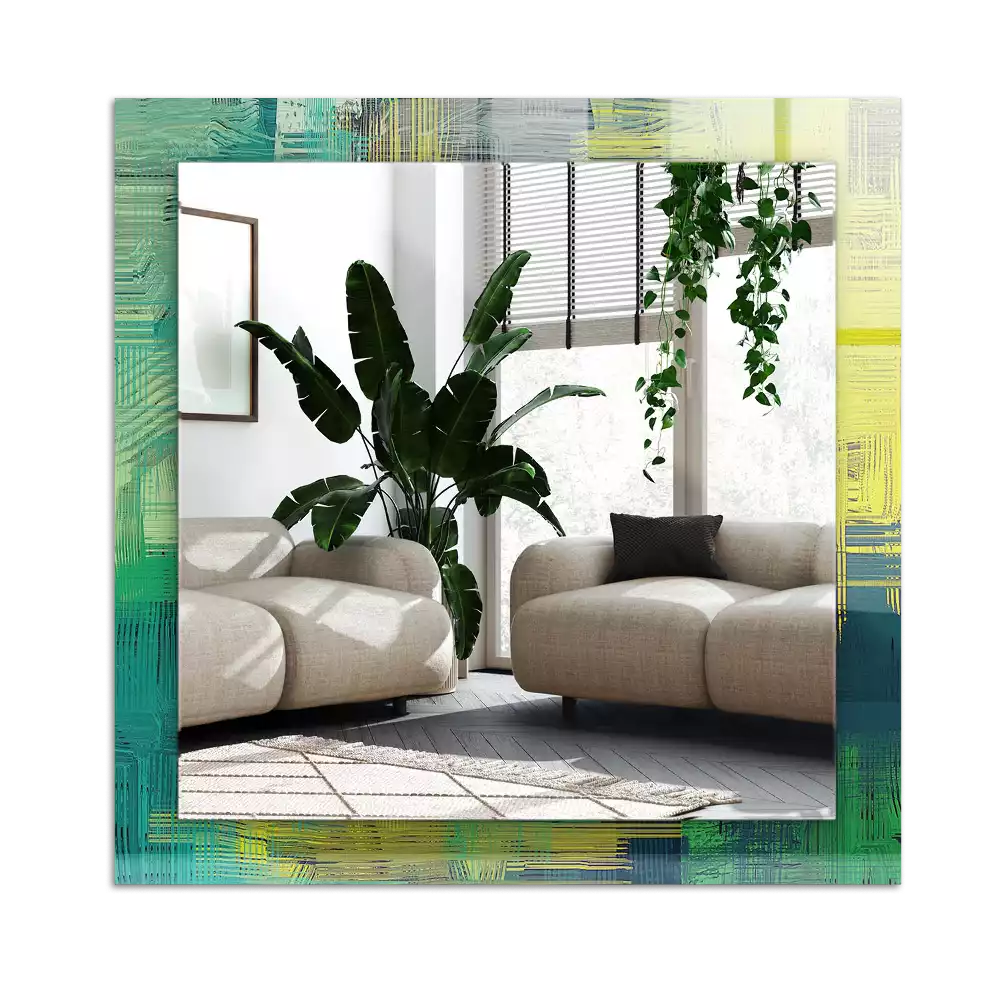 Lustro dekoracyjne z nadrukiem przedstawiającym abstrakcyjną kompozycję kolorów