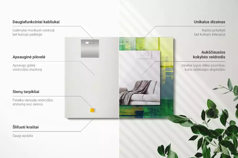 Lustro dekoracyjne z nadrukiem przedstawiającym abstrakcyjną kompozycję kolorów