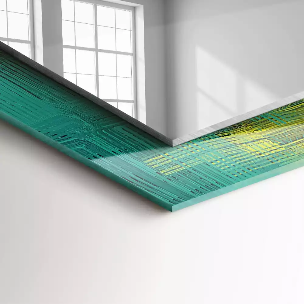 Lustro dekoracyjne z nadrukiem przedstawiającym abstrakcyjną kompozycję kolorów