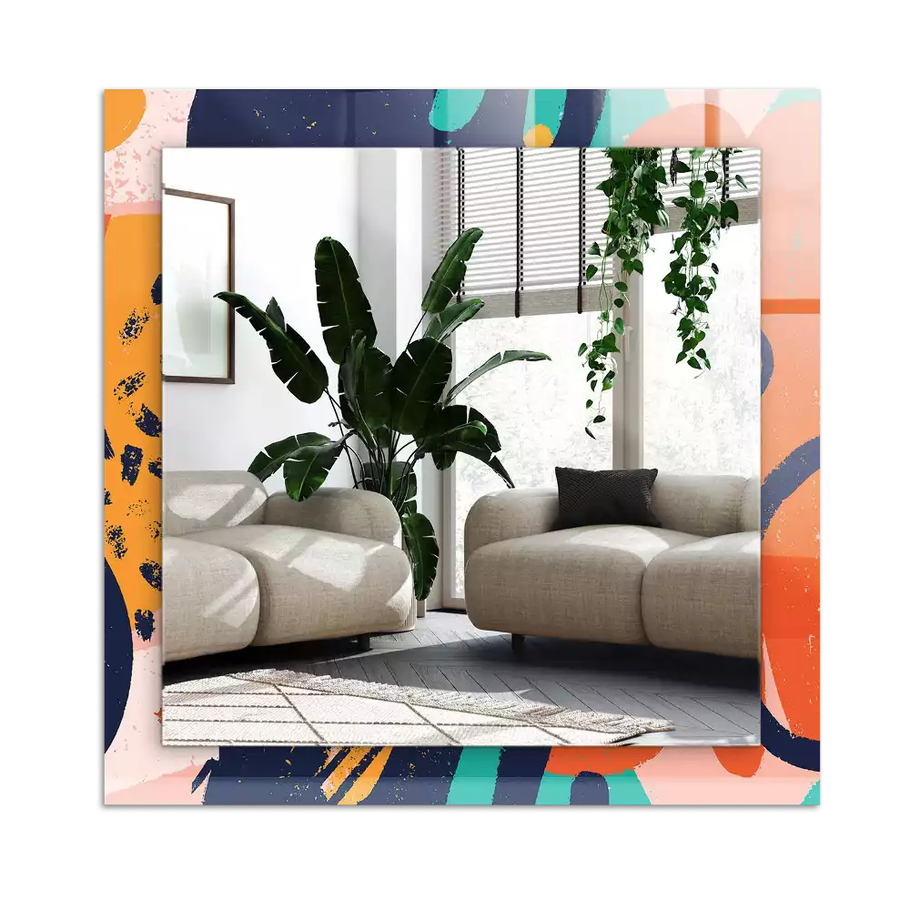 Lustro dekoracyjne z abstrakcyjną kolorową grafiką