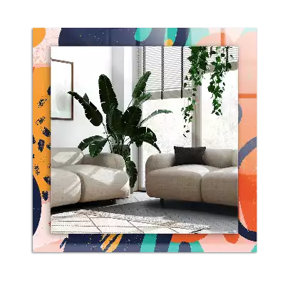 Lustro dekoracyjne z abstrakcyjną kolorową grafiką