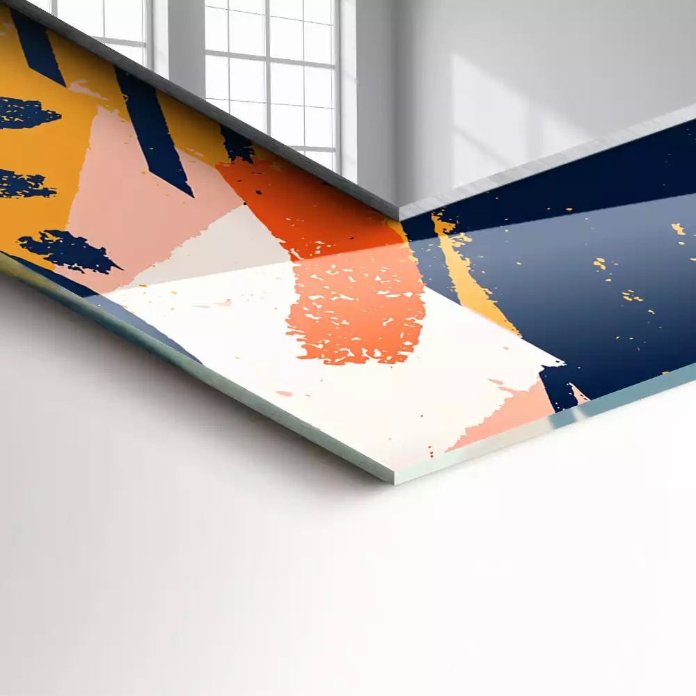 Lustro dekoracyjne z abstrakcyjną kolorową grafiką