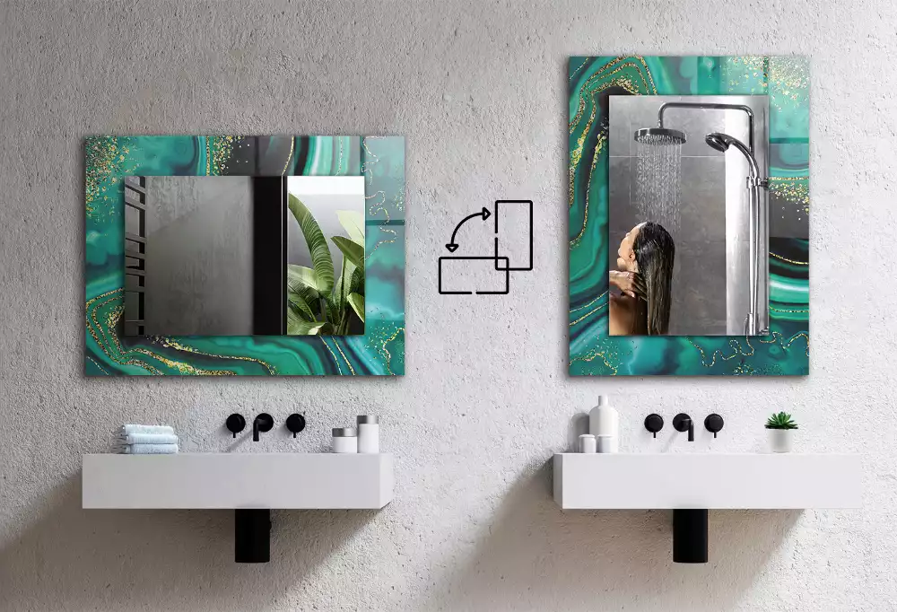 Lustro dekoracyjne z abstrakcyjną kolorową grafiką