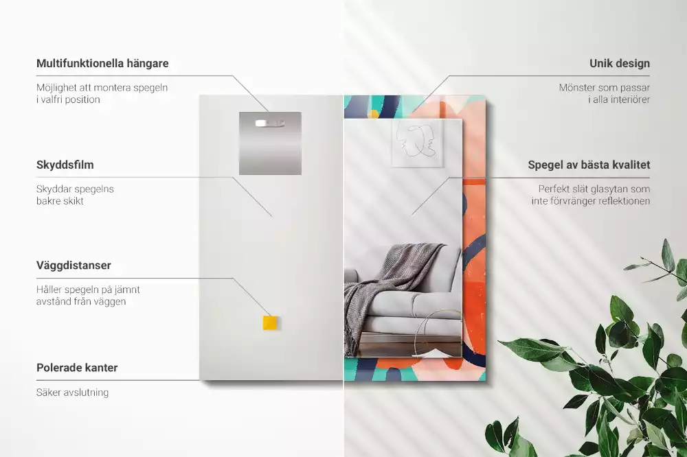 Lustro dekoracyjne z abstrakcyjną kolorową grafiką