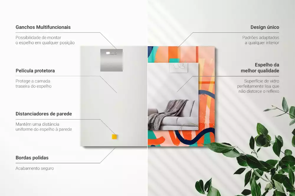 Lustro dekoracyjne z abstrakcyjną kolorową grafiką