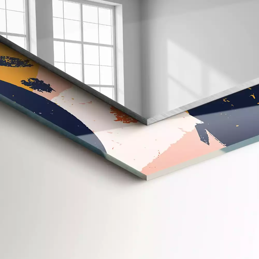 Lustro dekoracyjne z abstrakcyjną kolorową grafiką