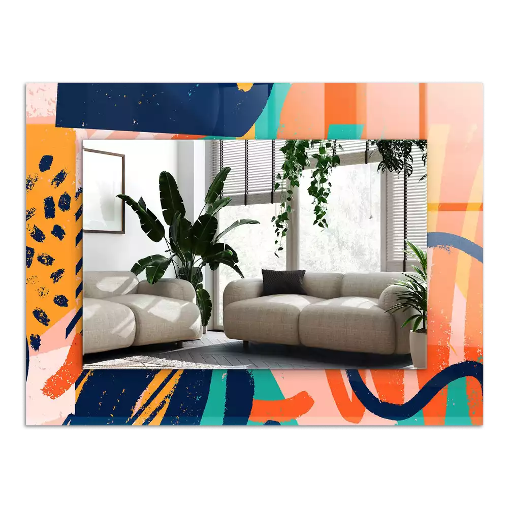 Lustro dekoracyjne z abstrakcyjną kolorową grafiką