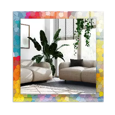 Lustro prostokątne z nadrukiem w motyw kolorowej, abstrakcyjnej mozaiki