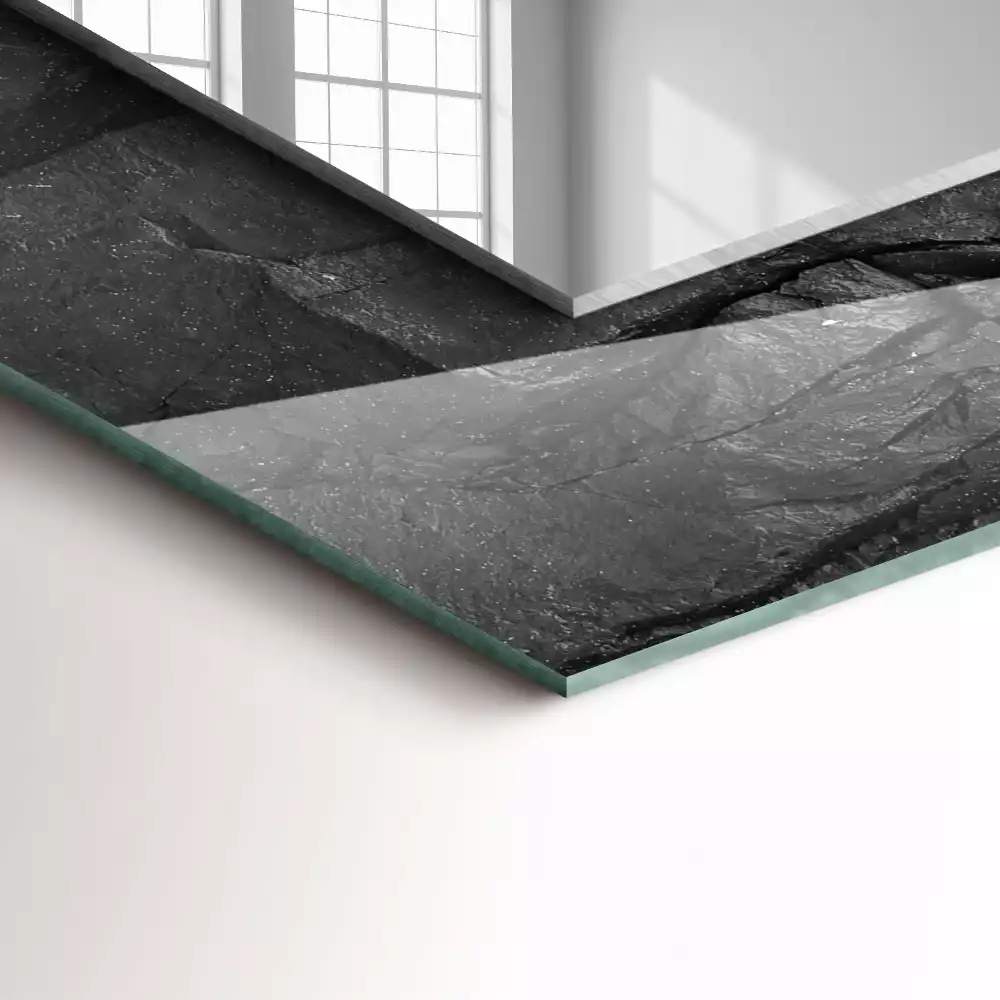 Lustro dekoracyjne prostokątne z motywem czarnej skały z pęknięciami