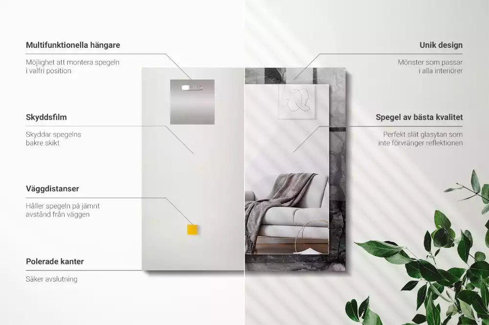 Lustro dekoracyjne prostokątne z motywem czarnej skały z pęknięciami