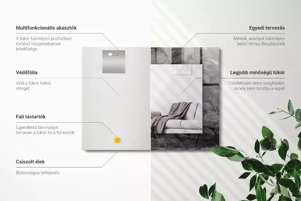 Lustro dekoracyjne prostokątne z motywem czarnej skały z pęknięciami