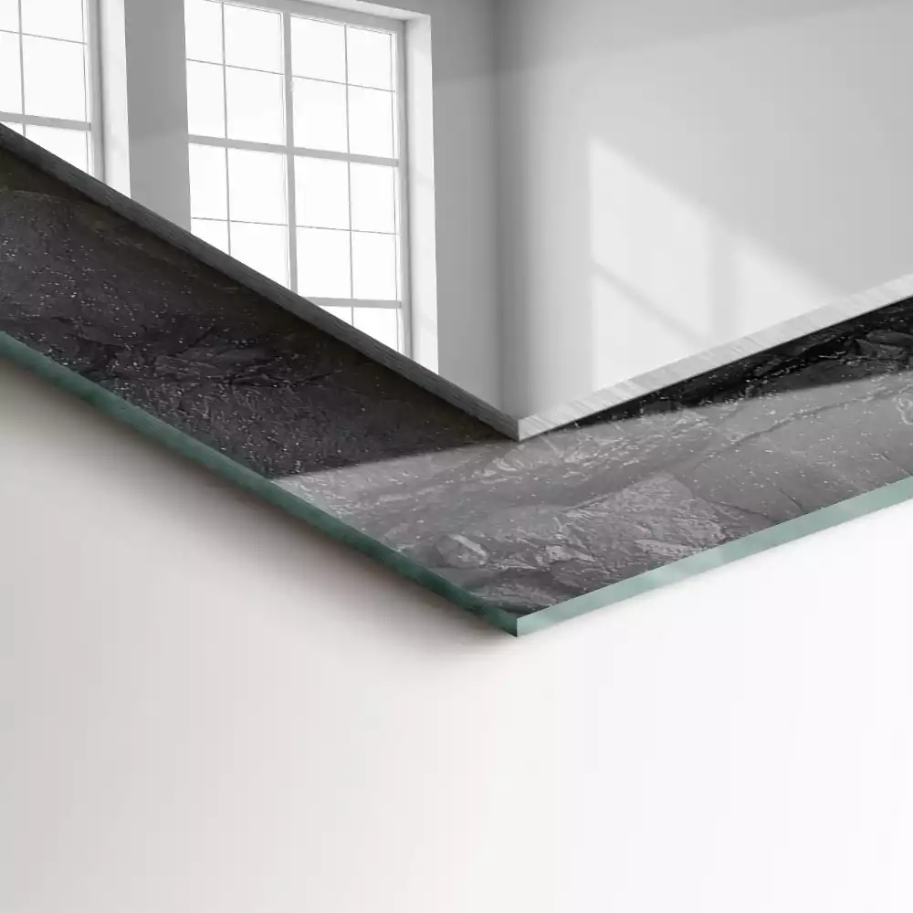 Lustro dekoracyjne prostokątne z motywem czarnej skały z pęknięciami