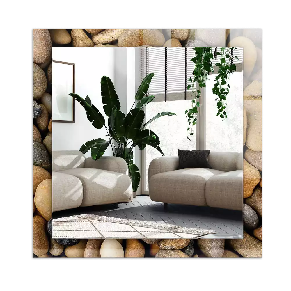 Lustro dekoracyjne z nadrukiem przedstawiającym kolorowe gładkie kamienie