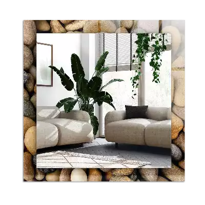 Lustro dekoracyjne z nadrukiem przedstawiającym kolorowe gładkie kamienie