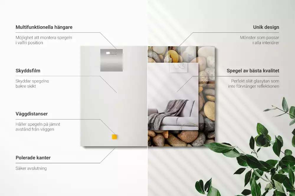 Lustro dekoracyjne z nadrukiem przedstawiającym kolorowe gładkie kamienie