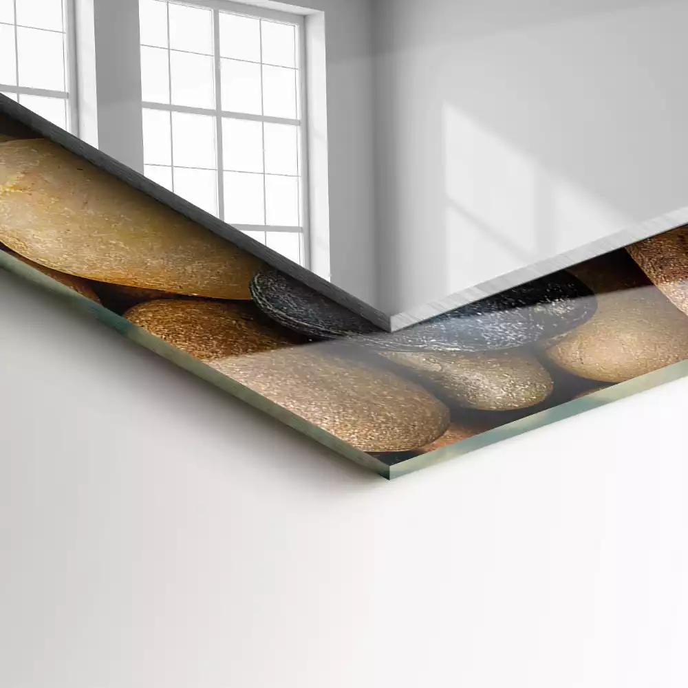 Lustro dekoracyjne z nadrukiem przedstawiającym kolorowe gładkie kamienie