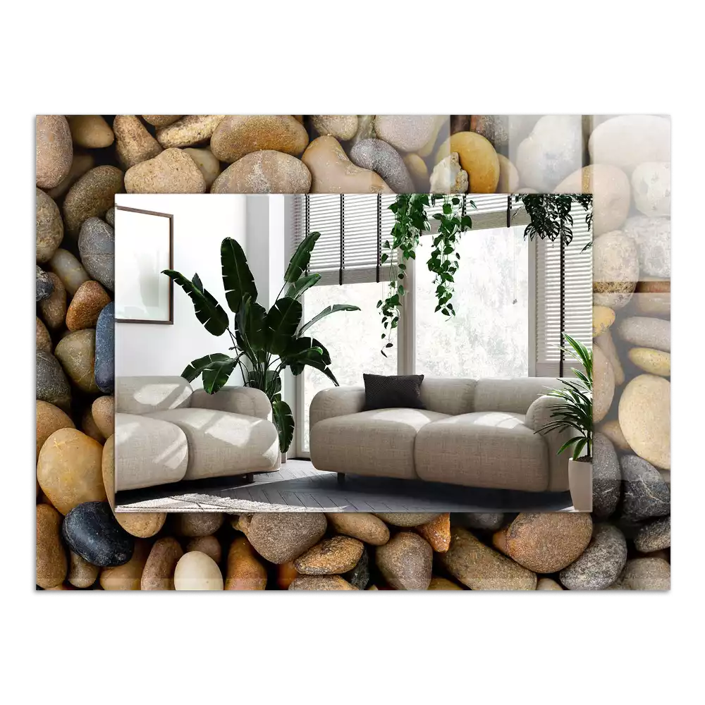 Lustro dekoracyjne z nadrukiem przedstawiającym kolorowe gładkie kamienie